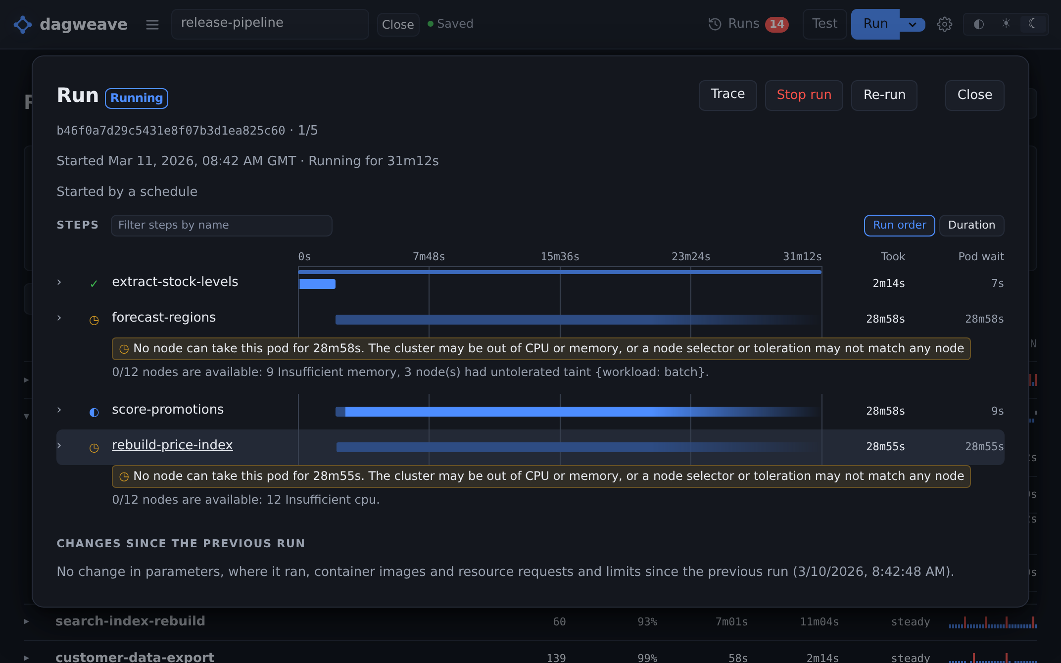 Two steps no node can take, each showing why the scheduler can't place it.
